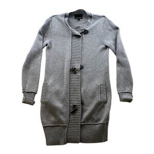Cynthia Rowley Women Cardigan Sweater Small Longline Toggle Front Knit Cozy Gray
